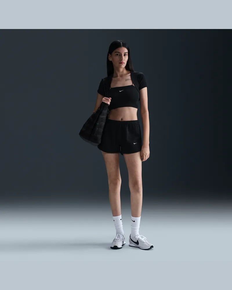 Nike Sportswear Chill Waffle Shorts mit mittelhohem Bund (Damen, ca. 7,5 cm) - Schwarz Schwarz