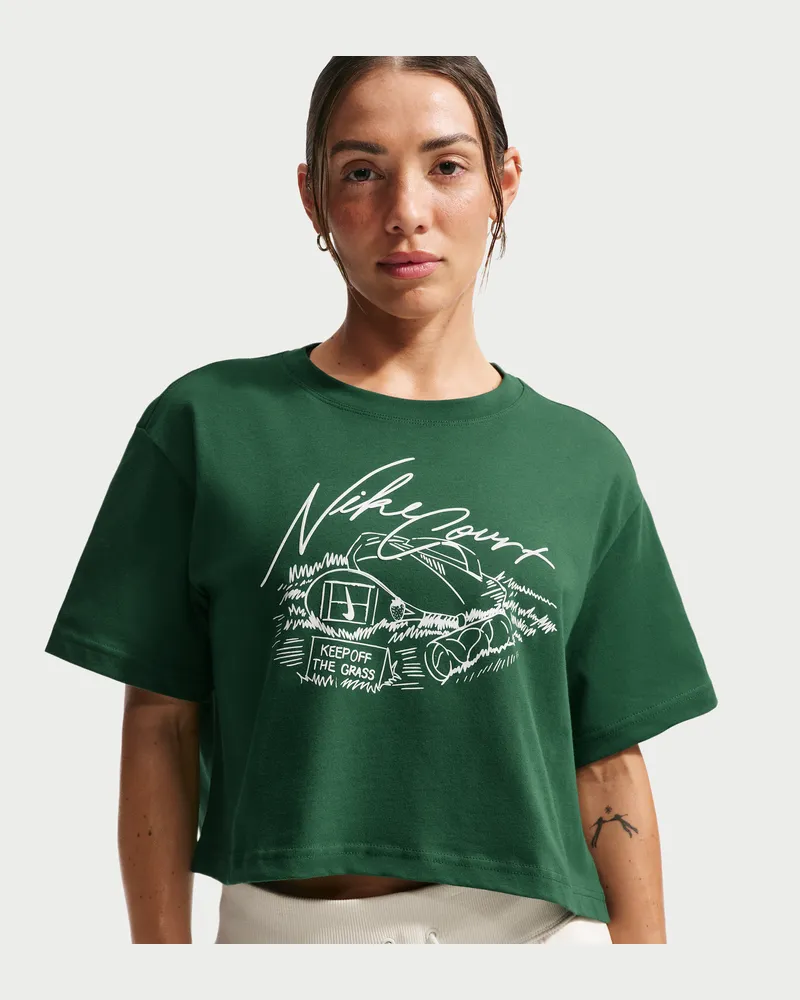 Nike Tennis-T-Shirt mit verkürztem Schnitt (Damen) - Grün Grün