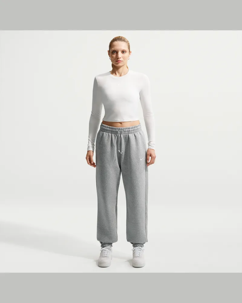 Nike Phoenix Fleece Oversize-Trainingshose mit hohem Taillenbund für Damen - Grau Grau