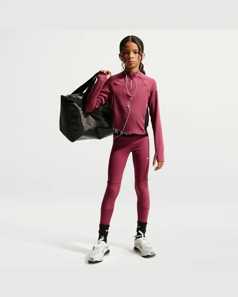 Nike Pro Leggings mit mittelhohem Bund (Mädchen) - Rot Rot