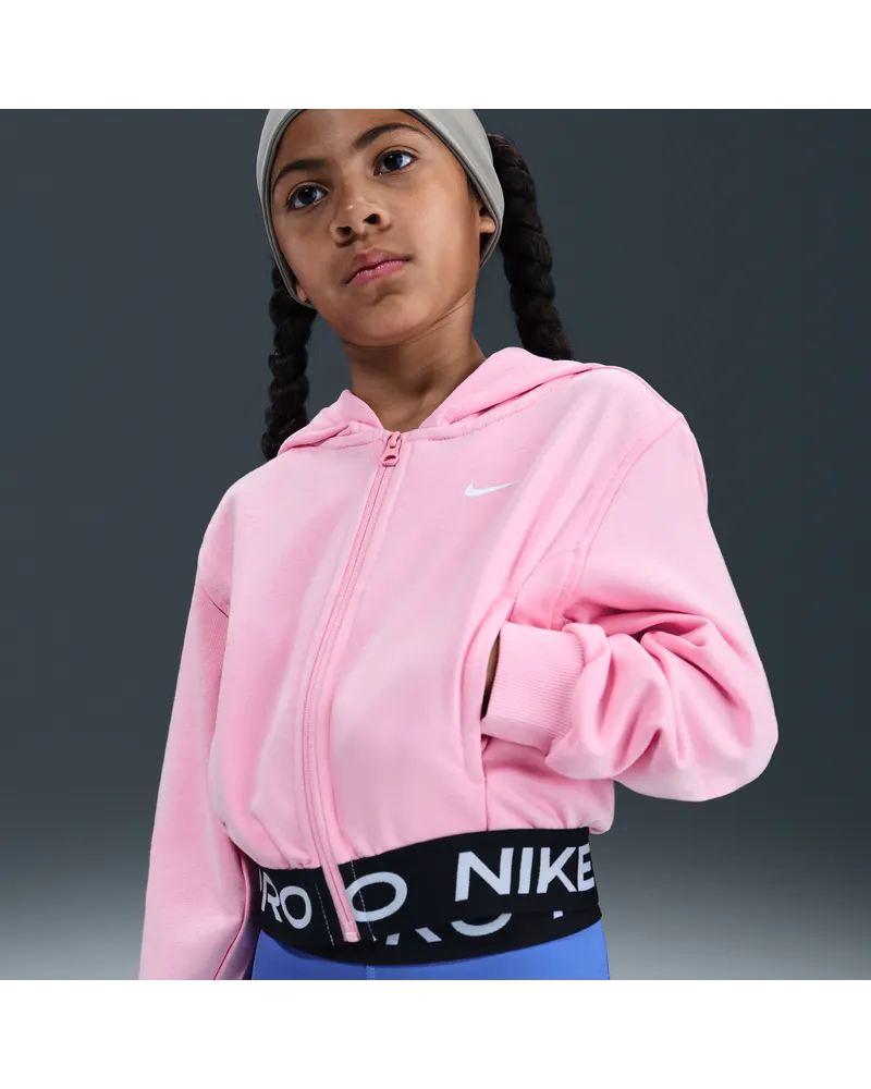Nike Pro Fleece Dri-FIT-Kapuzenjacke (ältere Kinder) (Mädchen) - Pink Pink