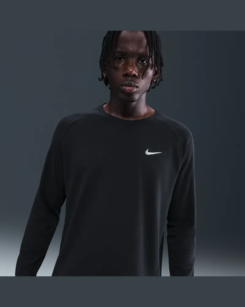 Nike Stride Dri-FIT-Lauf-Rundhalsshirt mit Waffelprofil (Herren) - Schwarz Schwarz