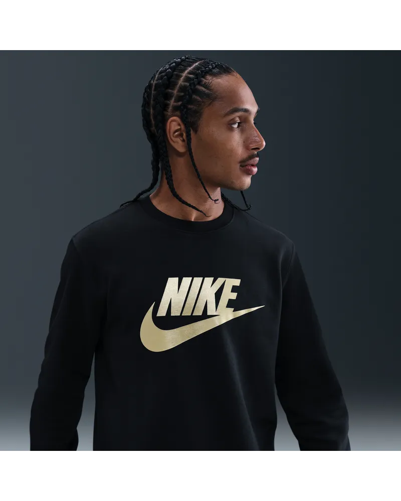 Nike Club Fleece-Rundhalsshirt mit Grafik (Herren) - Schwarz Schwarz