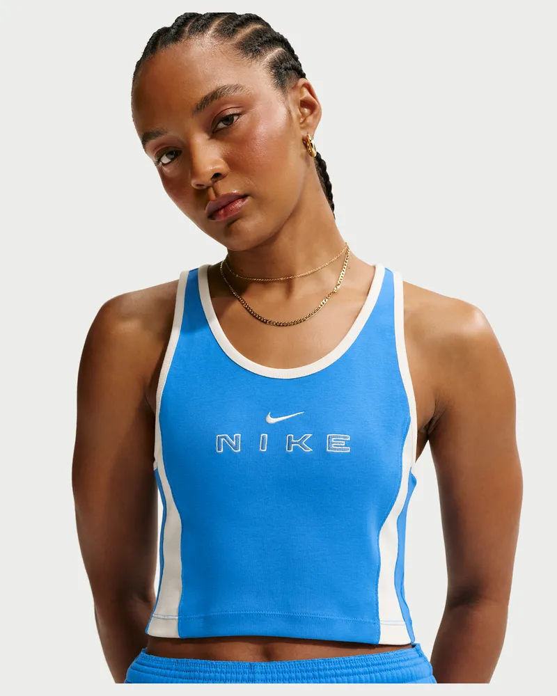 Nike eng anliegendes Tanktop mit Grafik (Damen) - Blau Blau