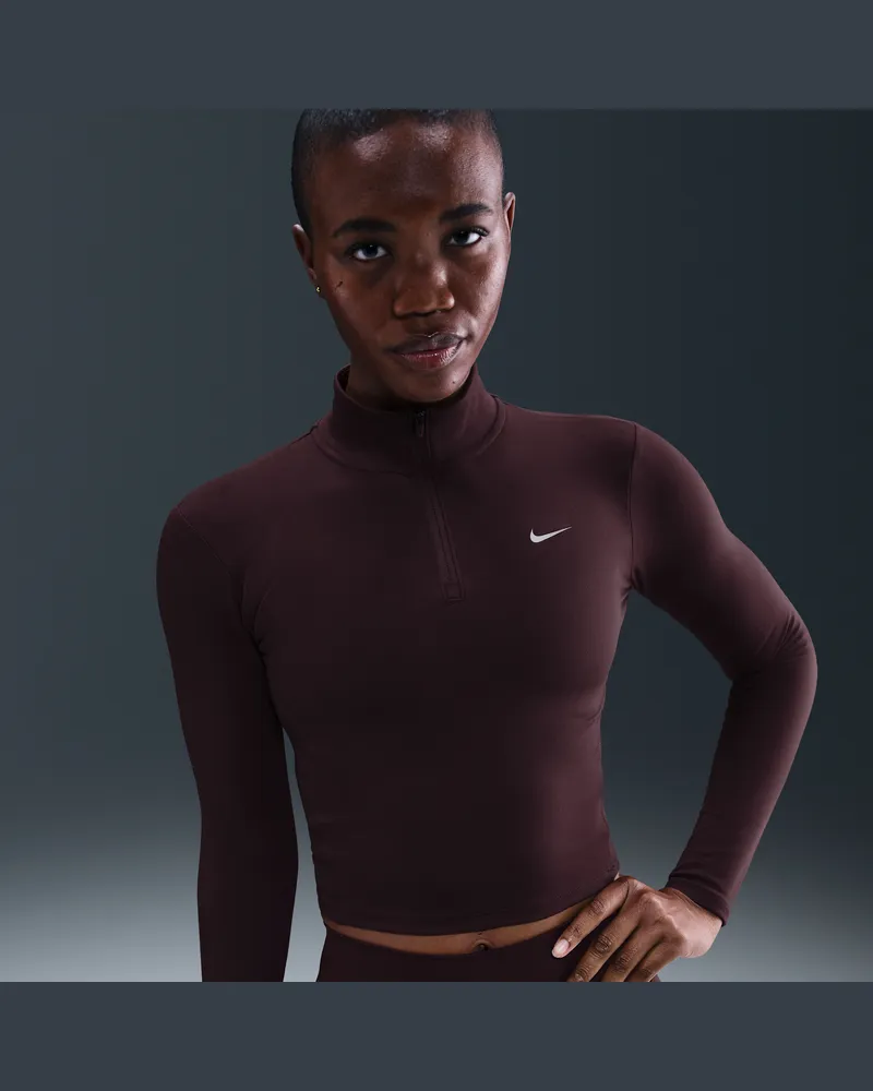Nike One Fitted Dri-FIT-Midlayer mit Viertelreißverschluss für Damen - Rot Rot