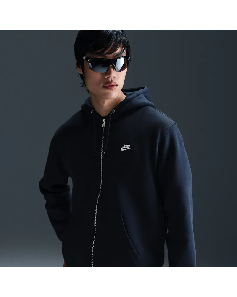 Nike Club Fleece-Hoodie mit durchgehendem Reißverschluss (Herren) - Blau Blau