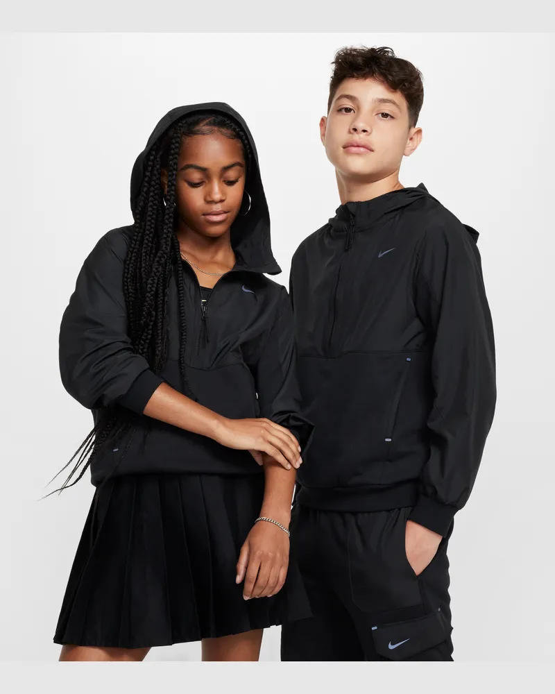 Nike City Utility EasyOn Fleece-Hoodie mit Halbreißverschluss (ältere Kinder) - Schwarz Schwarz