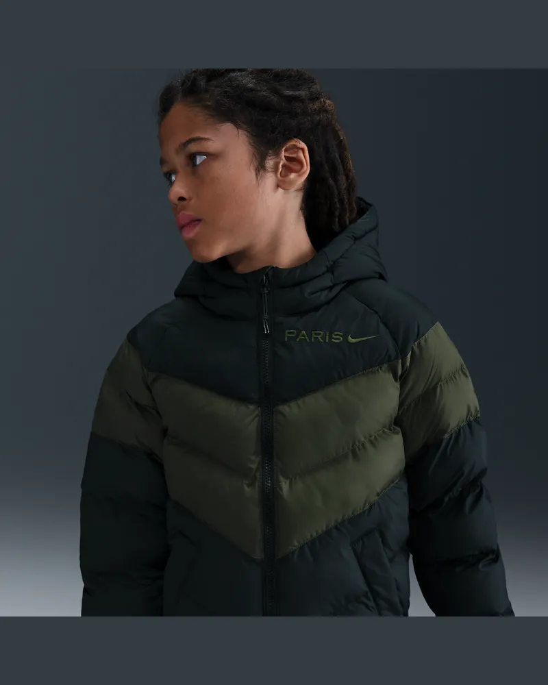 Nike Paris Saint-Germain  Fußballjacke mit Kapuze und Synthetikfüllung für ältere Kinder - Schwarz Schwarz