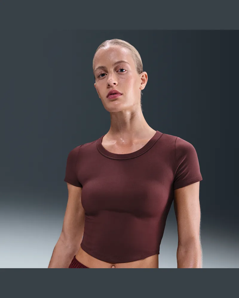 Nike One Fitted Dri-FIT Crop Top mit kurzen Ärmeln für Damen - Rot Rot