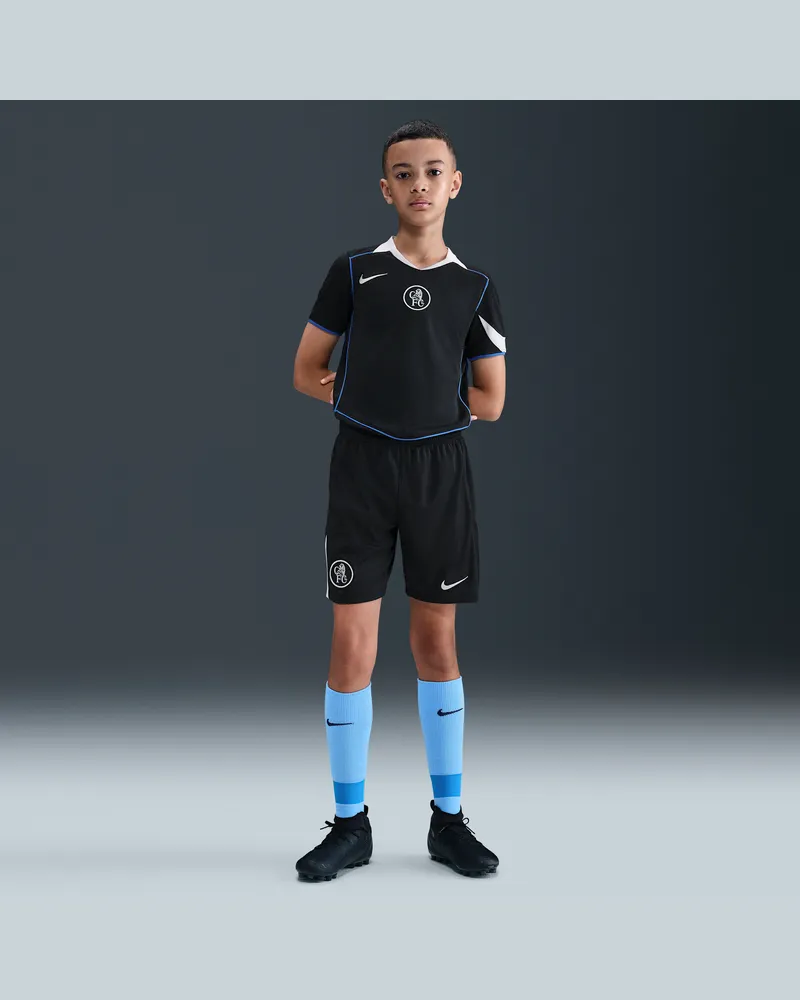 Nike FC Chelsea 2025/26 Stadium Third  Dri-FIT Total 90 Replika-Fußballshorts (ältere Kinder) - Schwarz Schwarz
