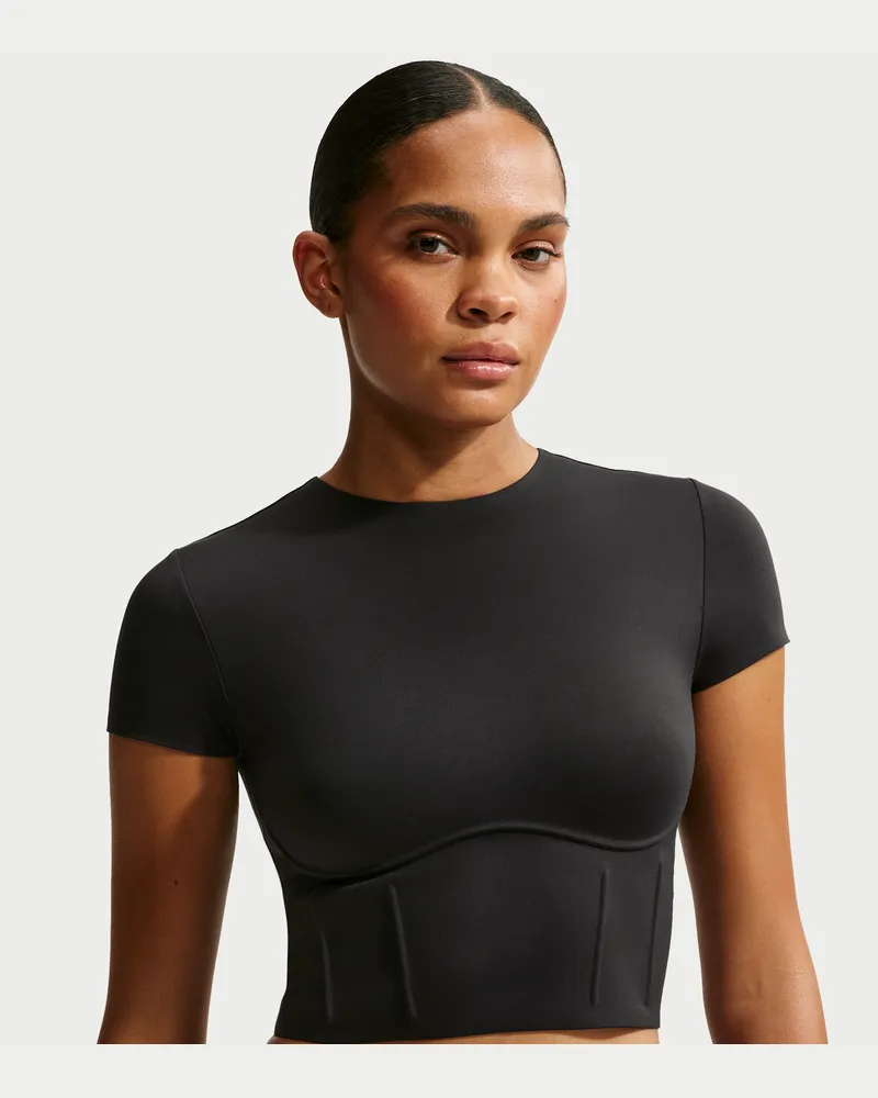 Nike SKIMS Matte Korsett-Crop-Top (Damen) - Schwarz Schwarz