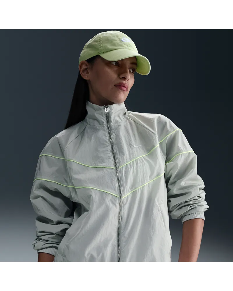 Nike Windrunner lockere UV-Webjacke mit durchgehendem Reißverschluss (Damen) - Grau Grau