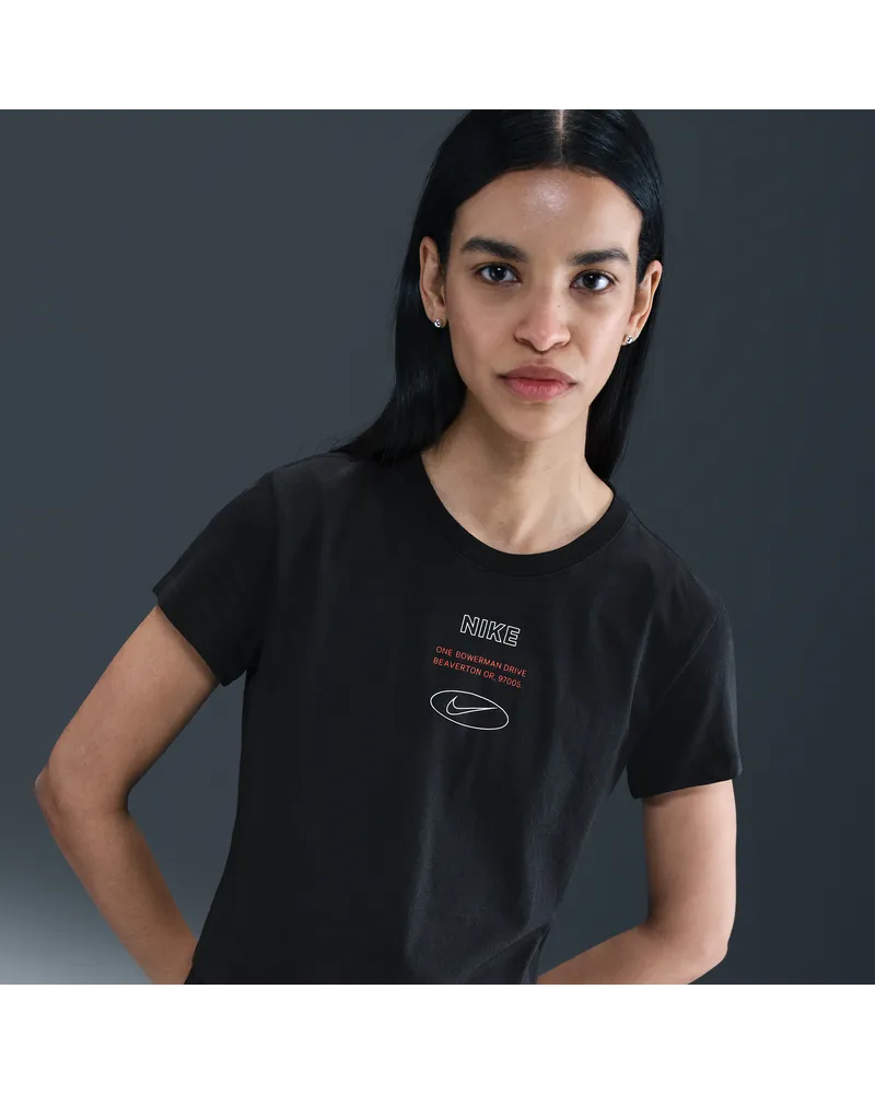 Nike Sportswear T-Shirt mit Grafik für Damen - Schwarz Schwarz
