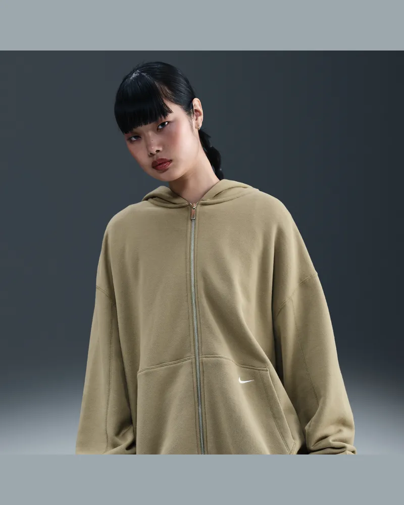 Nike Fleece-Hoodie mit durchgehendem Reißverschluss für Damen - Braun Braun