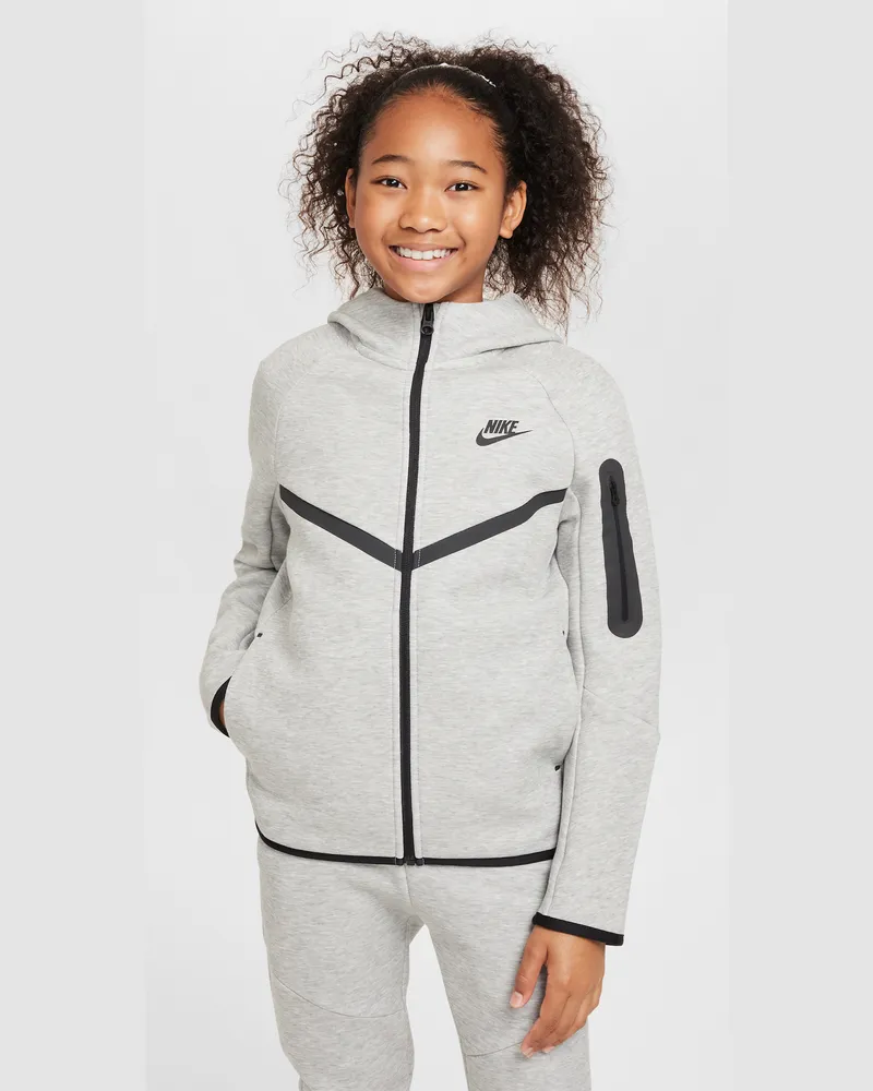 Nike Tech Fleece Hoodie mit durchgehendem Reißverschluss für ältere Kinder - Grau Grau