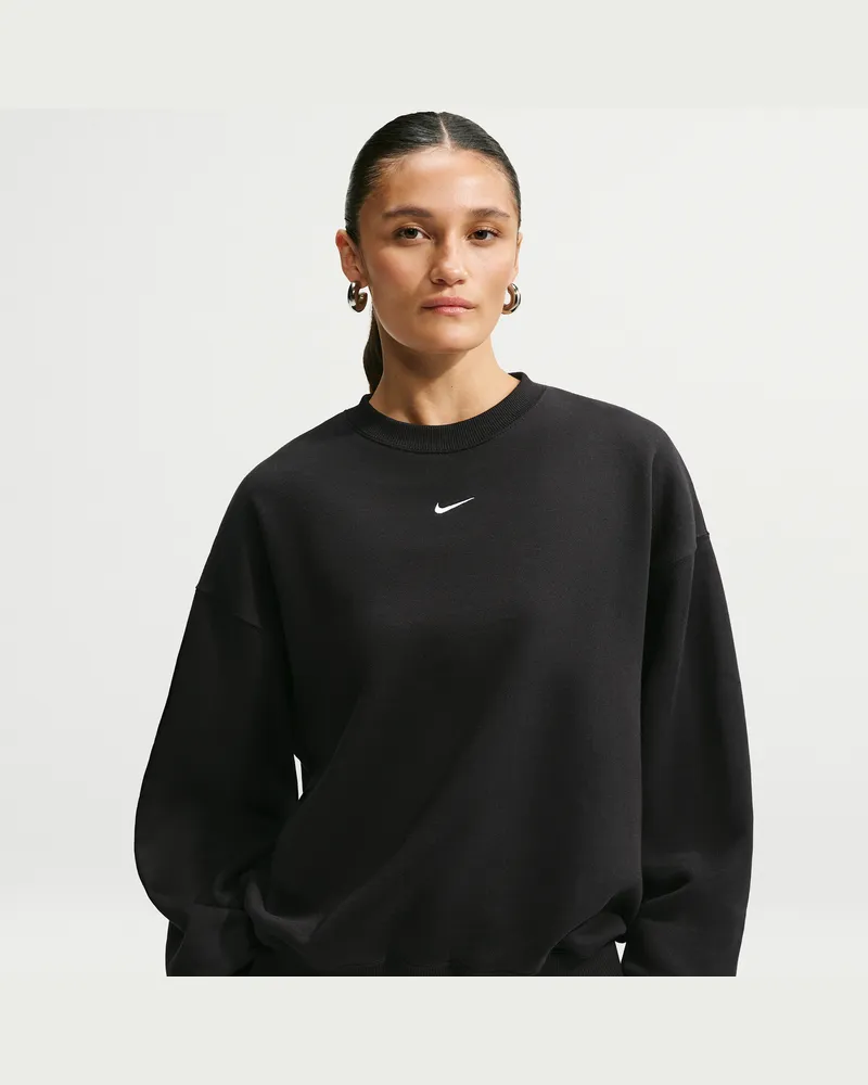 Nike Studio Fleece mittelschweres Material Oversize-Rundhalsshirt (Damen) - Schwarz Schwarz