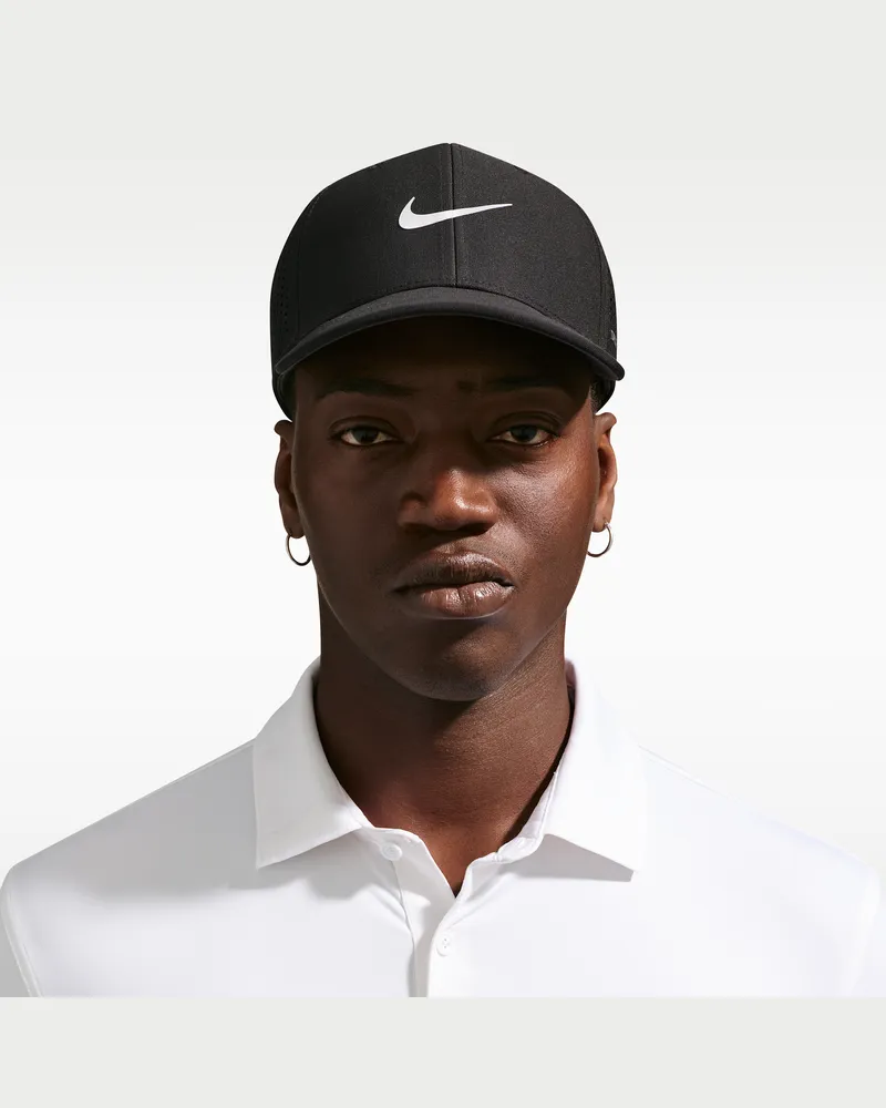 Nike Rise Dri-FIT ADV strukturierte SwooshFlex-Golfcap - Schwarz Schwarz