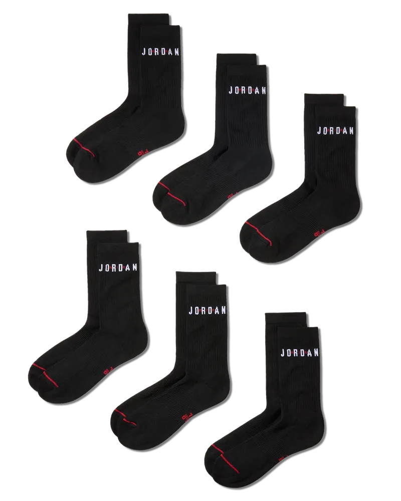 Jordan Crew-Socken für jeden Tag (6 Paar) - Schwarz Schwarz