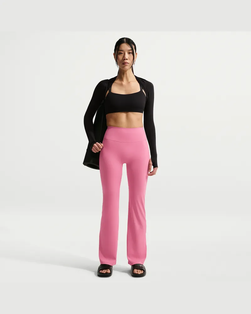 Nike Zenvy ausgestellte Leggings mit hohem Bund und ohne Frontnaht (Damen) - Pink Pink