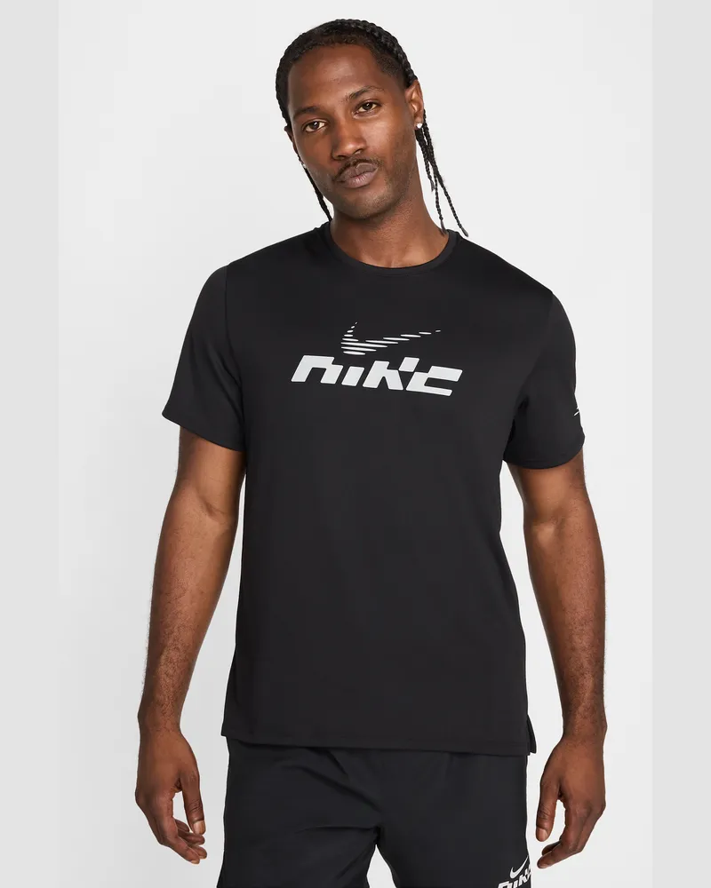 Nike Miler Flash Dri-FIT UV Kurzarm-Laufoberteil (Herren) - Schwarz Schwarz