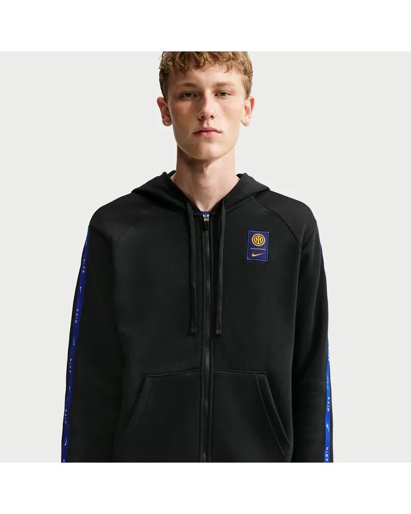 Nike Inter Mailand City Side  Football Fleece-Hoodie mit durchgehendem Reißverschluss (Herren) - Schwarz Schwarz