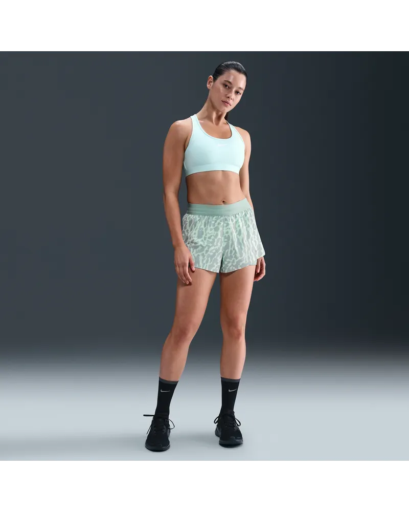 Nike Swft Dri-FIT 2-in-1-Laufshorts mit mittelhohem Bund und Print (Damen) - Grün Grün