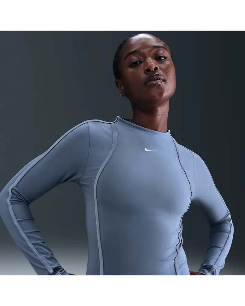 Nike One Fitted Dri-FIT Longsleeve-Oberteil für Damen - Blau Blau