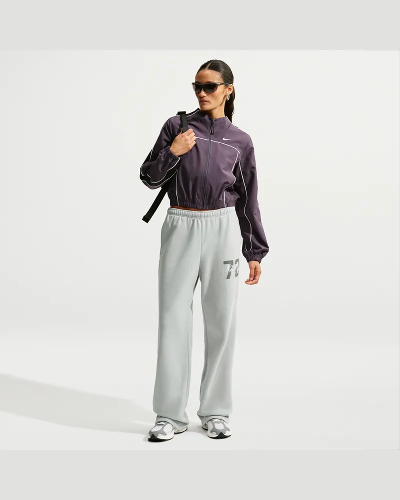 Nike Studio Fleece Medium Weight Hose mit mittelhohem Bund und offenem Saum (Damen) - Grau Grau
