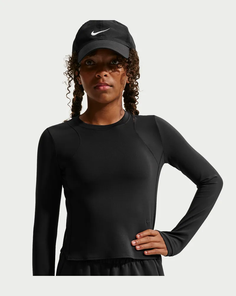 Nike Mavn geripptes Longsleeve mit Dri-FIT-Technologie (Mädchen) - Schwarz Schwarz