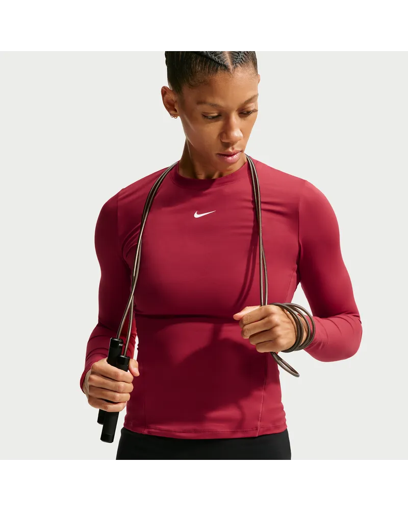 Nike One Fitted Dri-FIT Longsleeve-Oberteil für Damen - Rot Rot