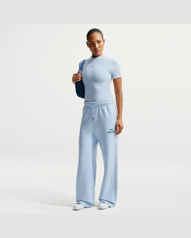 Nike Phoenix Fleece Hose mit hohem Bund und weitem Bein (Damen) - Blau Blau