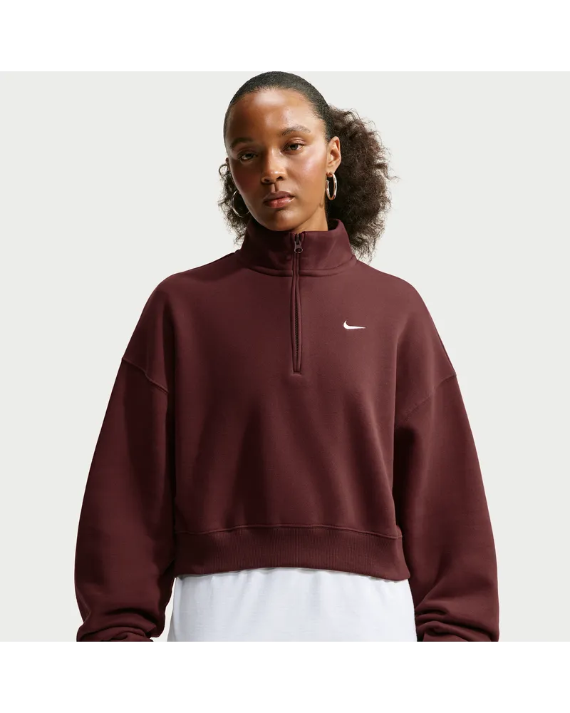 Nike Studio Fleece Medium Weight verkürztes Oversize-Top mit Viertelreißverschlus (Damen) - Lila Lila