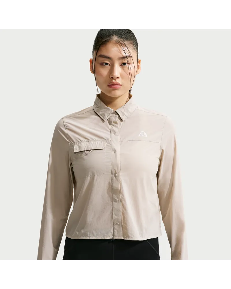Nike ACG "Aireez" Button-up-Longsleeve-Traillaufoberteil (Damen) - Braun Braun