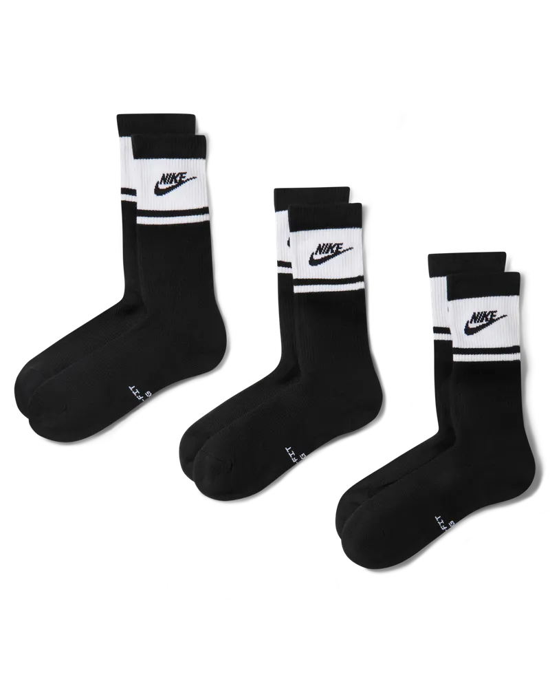 Nike Everyday Elevated Crew-Socken (3 Paar) - Schwarz Schwarz