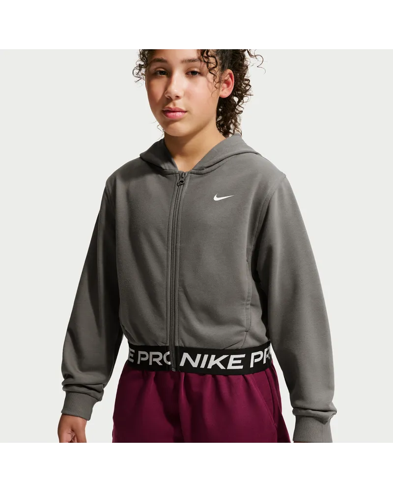Nike Pro Fleece Dri-FIT-Kapuzenjacke (ältere Kinder) (Mädchen) - Grau Grau