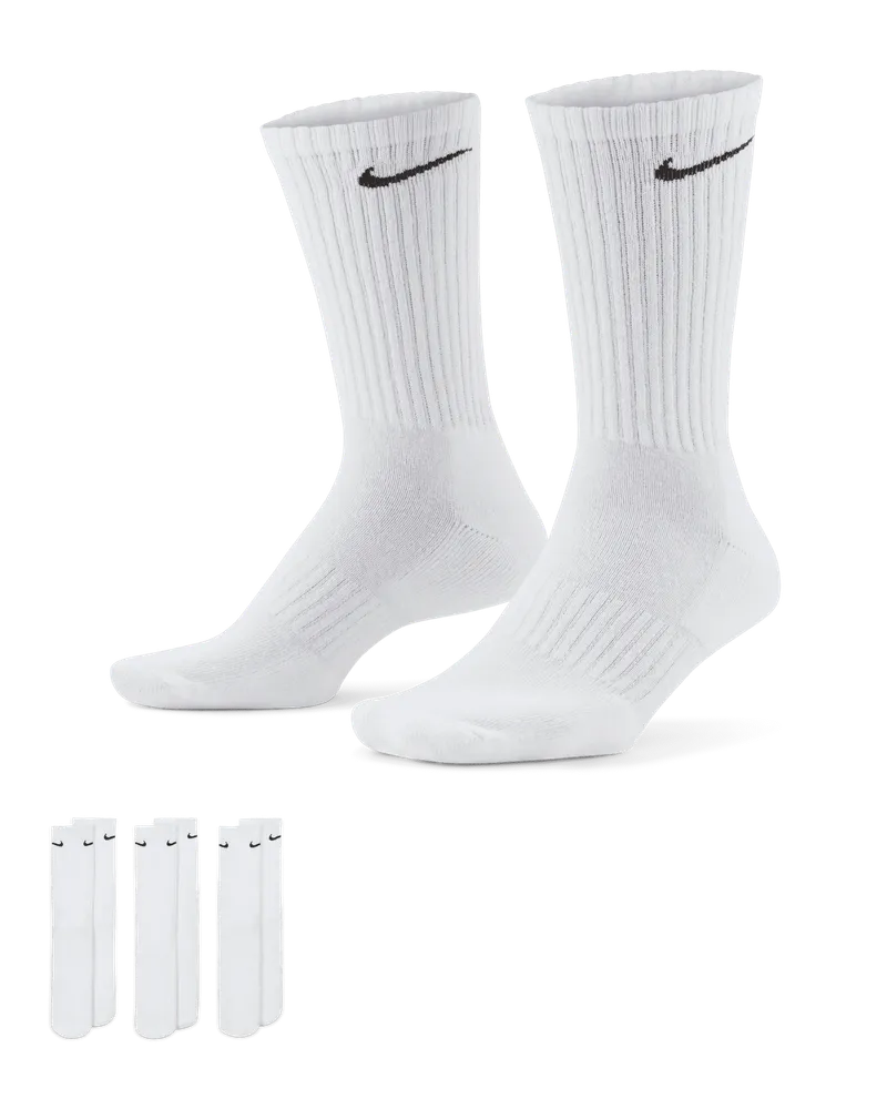 Nike Everyday Cushioned Crew-Trainingssocken (3 Paar) - Weiß Weiß