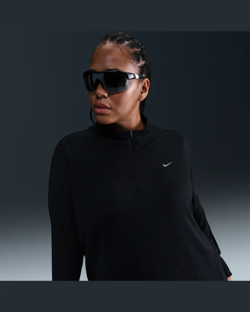 Nike Swift Dri-FIT UV-Laufoberteil mit Viertelreißverschluss (Damen, große Größen) - Schwarz Schwarz