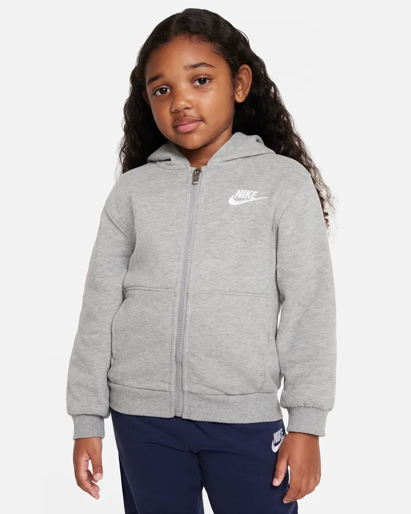 Nike Club Fleece Hoodie mit durchgehendem Reißverschluss für jüngere Kinder - Grau Grau