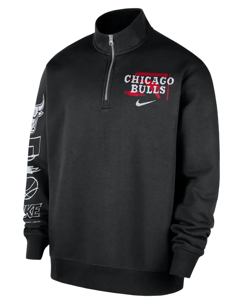 Nike Chicago Bulls Courtside  NBA Club Oberteil mit Halbreißverschluss für Herren - Schwarz Schwarz