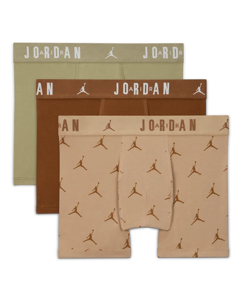 Jordan Flight Essentials Boxershorts aus Baumwolle (ältere Kinder, 3er-Pack) - Braun Braun