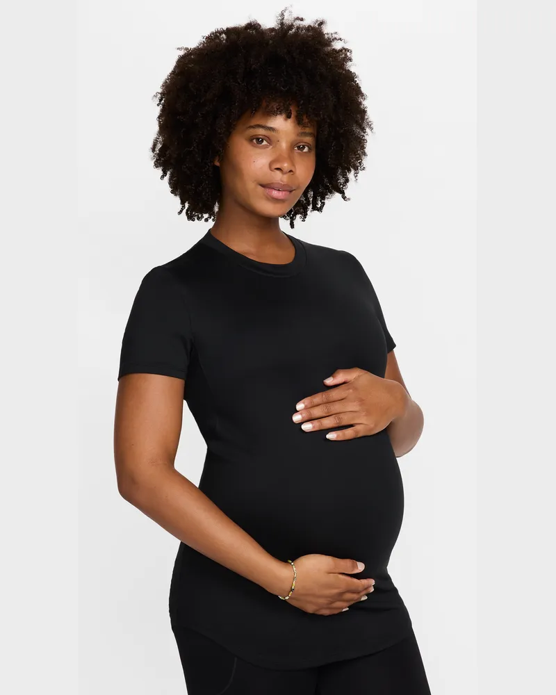 Nike M) One Dri-FIT-Kurzarmshirt mit schmaler Passform für Damen (Schwangere und Mütter) - Schwarz Schwarz
