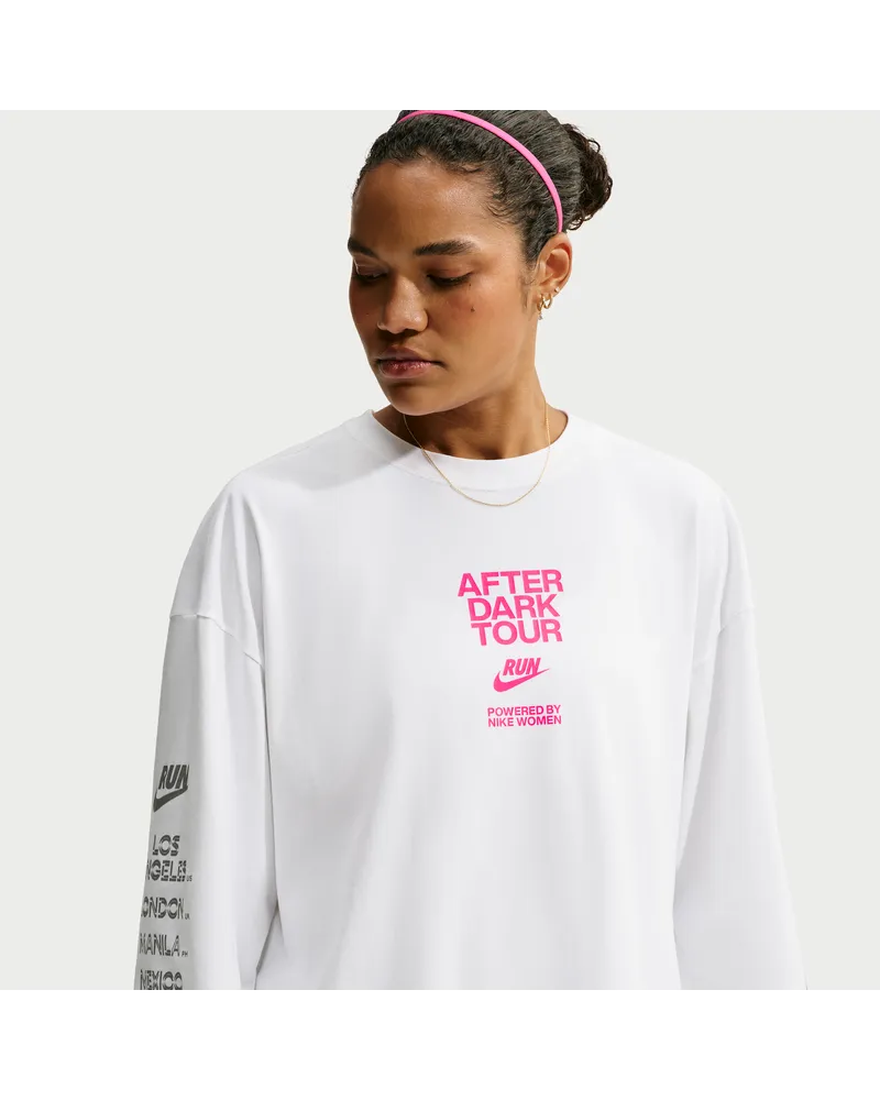 Nike After Dark Tour Oversize-Longsleeve-Laufshirt mit Dri-FIT-Technologie (Damen) - Weiß Weiß