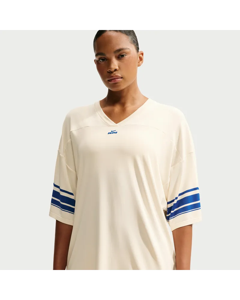 Nike SKIMS Stretch Knit Oversize-Oberteil mit V-Ausschnitt (Damen) - Weiß Weiß