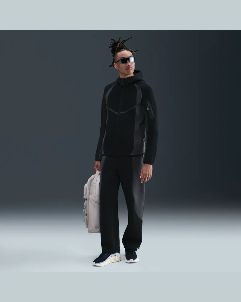 Nike Tech Fleece-Hose mit offenem Saum und Farbblock-Design (Herren) - Schwarz Schwarz