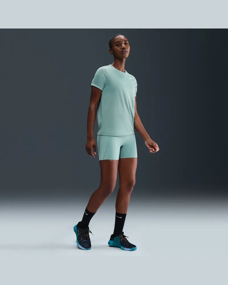 Nike Universa Bike Shorts mit hohem Bund und ohne Frontnaht (Damen, ca. 12,5 cm) - Grün Grün