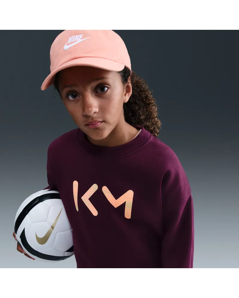 Nike Kylian Mbappé Club Fleece  Fußball Oversize-Sweatshirt mit Rundhalsausschnitt für ältere Kinder (Mädchen) - Rot Rot
