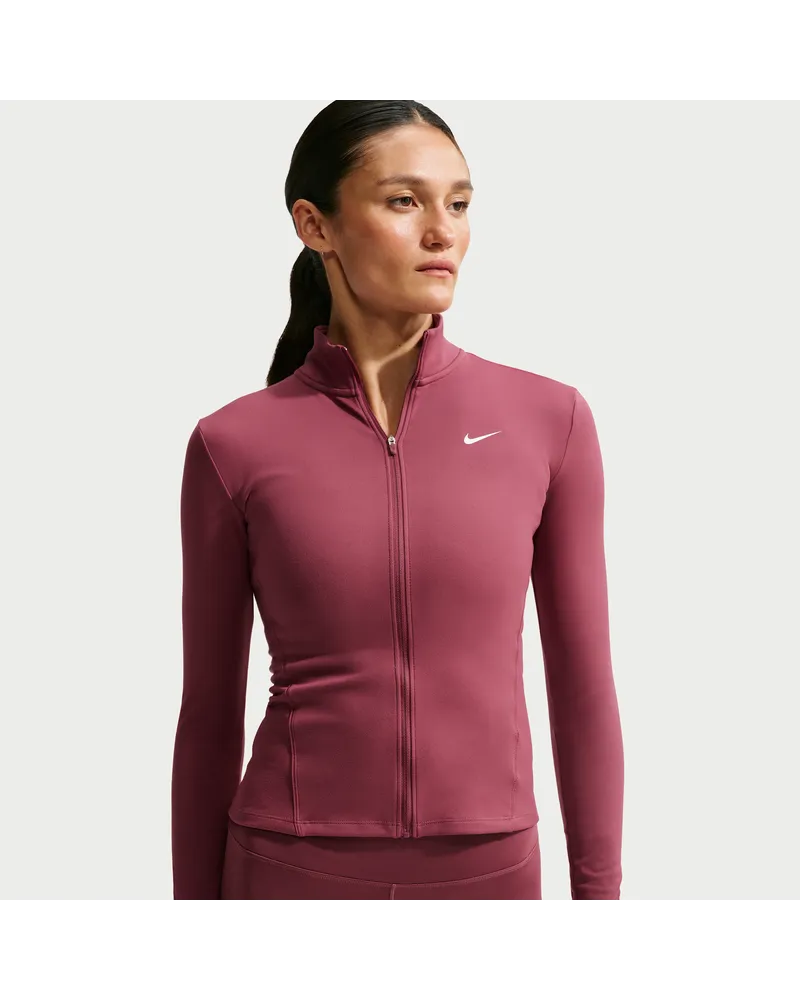 Nike One Fitted Dri-FIT-Jacke mit durchgehendem Reißverschluss für Damen - Rot Rot