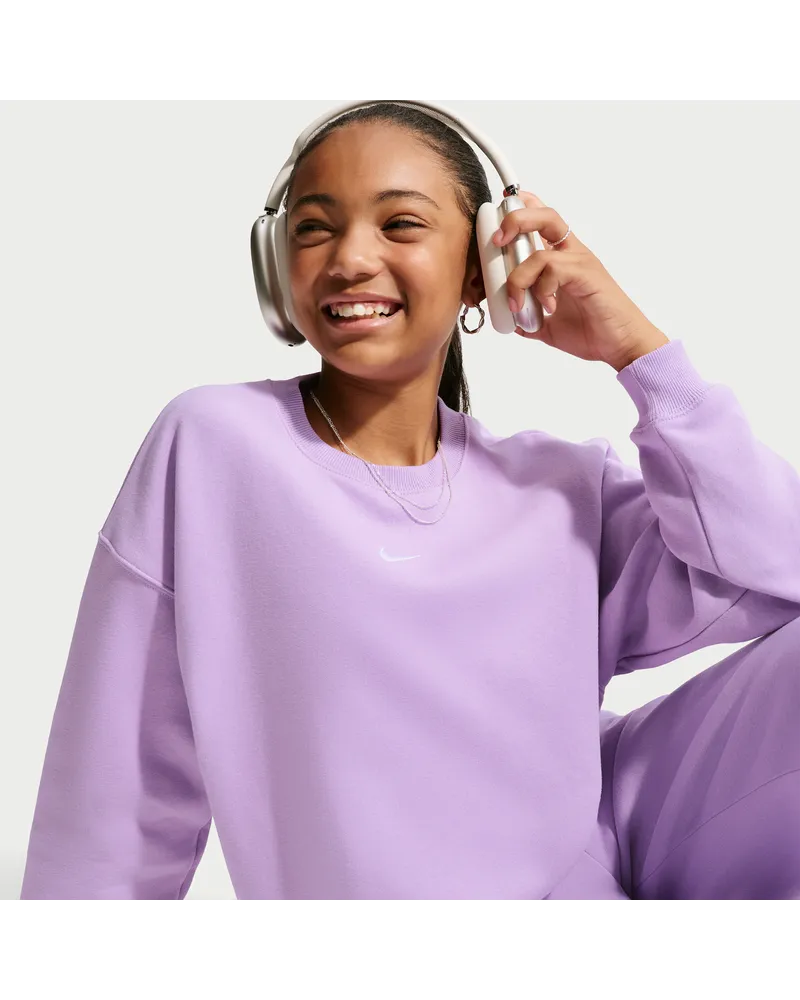 Nike Studio Fleece-Sweatshirt mit Rundhalsausschnitt und kastiger Passform (Mädchen) - Lila Lila