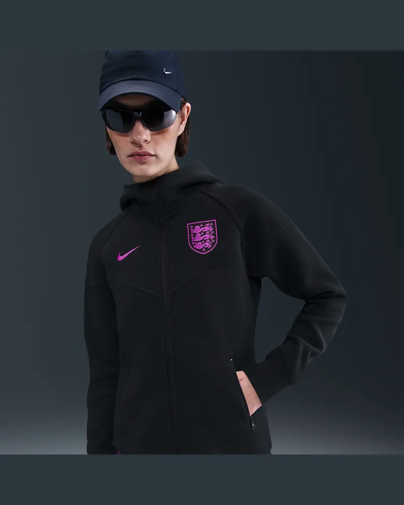 Nike England Tech Windrunner  Football Fleece-Kapuzenjacke (Damen) - Schwarz Schwarz