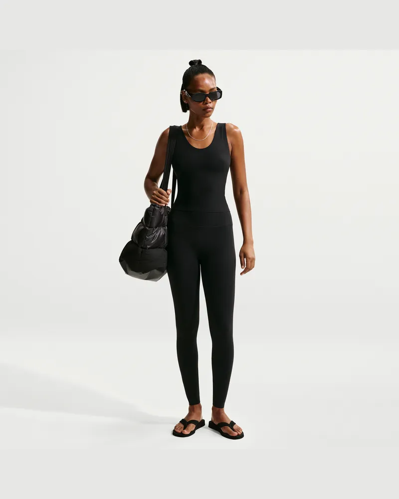 Nike Zenvy Leggings in voller Länge mit hohem Bund und ohne Frontnaht (Damen) - Schwarz Schwarz